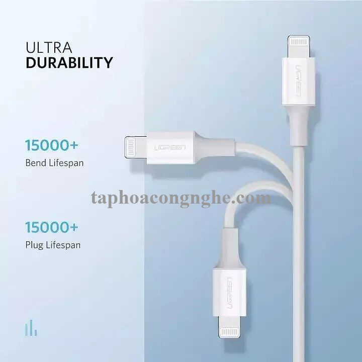 Ugreen 60746 25cm cáp usb type c ra apple lightning 0.25m màu trắng US171 30060746